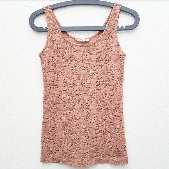 Anthropologie Tops - Anthro | Pure + Good Pink Mauve Lace Design Tank